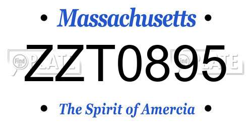 ZZT0895 Massachusetts License Plate