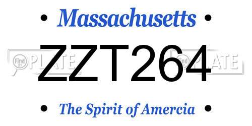 ZZT264 Massachusetts License Plate