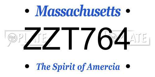 ZZT764 Massachusetts License Plate