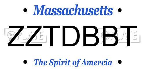 ZZTDBBT Massachusetts License Plate