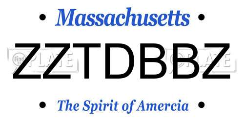 ZZTDBBZ Massachusetts License Plate