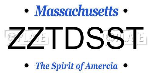 ZZTDSST Massachusetts License Plate