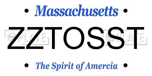 ZZTOSST Massachusetts License Plate