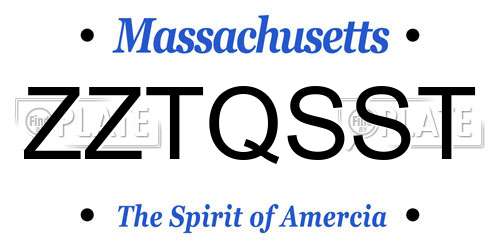 ZZTQSST Massachusetts License Plate