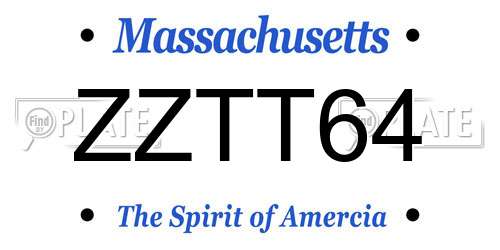 ZZTT64 Massachusetts License Plate