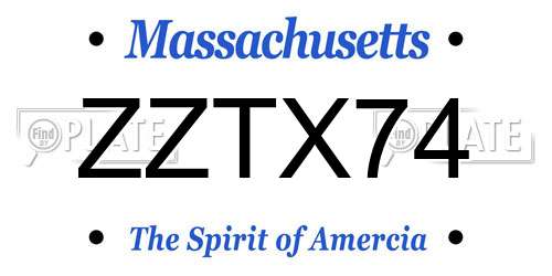 ZZTX74 Massachusetts License Plate