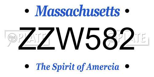 ZZW582 Massachusetts License Plate