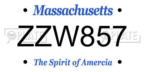 ZZW857 Massachusetts License Plate