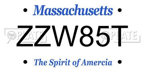 ZZW85T Massachusetts License Plate