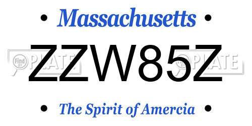 ZZW85Z Massachusetts License Plate
