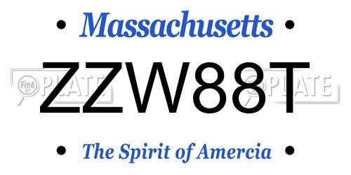 ZZW88T Massachusetts License Plate