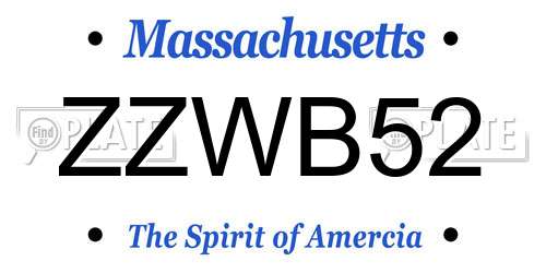 ZZWB52 Massachusetts License Plate