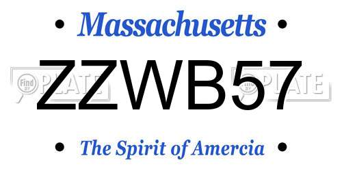 ZZWB57 Massachusetts License Plate