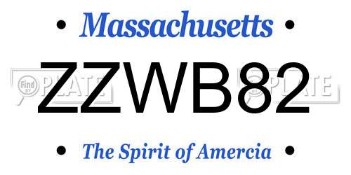 ZZWB82 Massachusetts License Plate