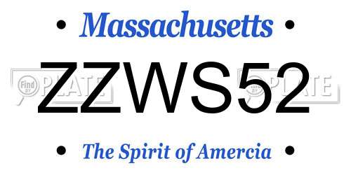 ZZWS52 Massachusetts License Plate