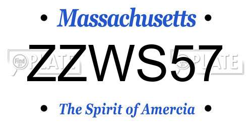 ZZWS57 Massachusetts License Plate