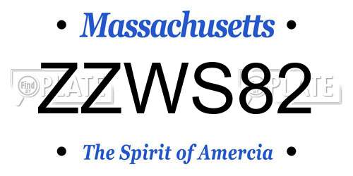 ZZWS82 Massachusetts License Plate