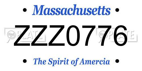 ZZZ0776 Massachusetts License Plate