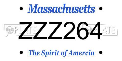 ZZZ264 Massachusetts License Plate