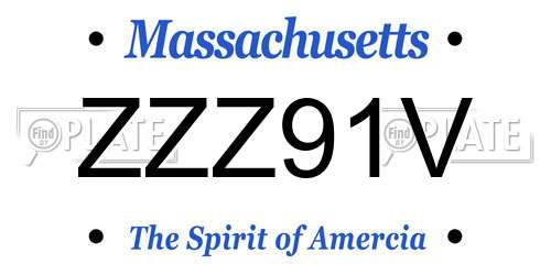 ZZZ91V Massachusetts License Plate