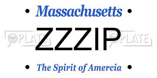 ZZZIP Massachusetts License Plate