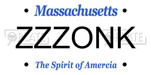 ZZZONK Massachusetts License Plate