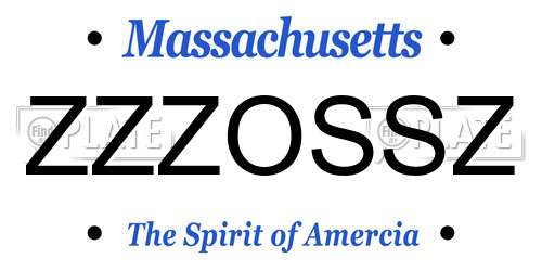 ZZZOSSZ Massachusetts License Plate