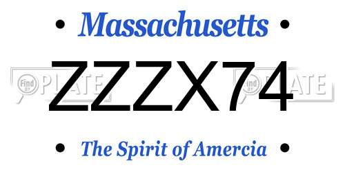ZZZX74 Massachusetts License Plate