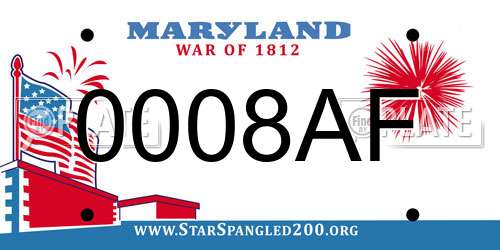 0008AF Maryland License Plate