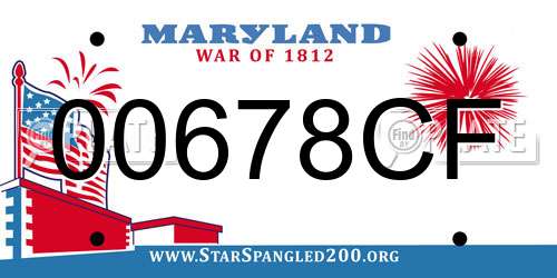 00678CF Maryland License Plate