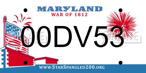 00DV53 Maryland License Plate