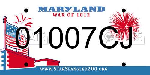 01007CJ Maryland License Plate