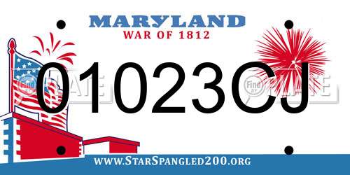 01023CJ Maryland License Plate