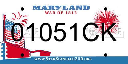 01051CK Maryland License Plate