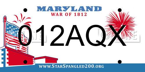 012AQX Maryland License Plate