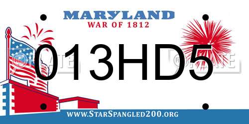 013HD5 Maryland License Plate
