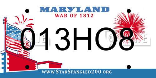 013HO8 Maryland License Plate