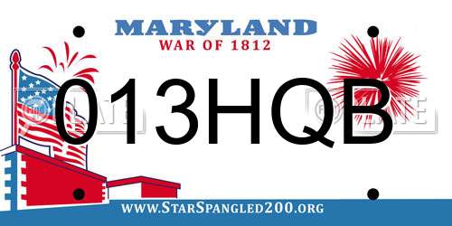 013HQB Maryland License Plate