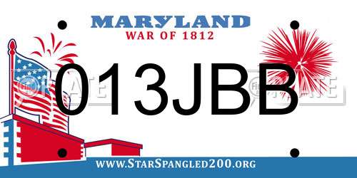 013JBB Maryland License Plate