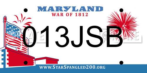 013JSB Maryland License Plate