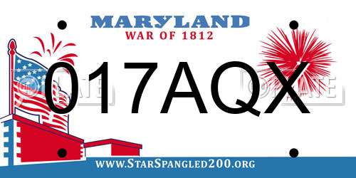 017AQX Maryland License Plate