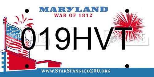 019HVT Maryland License Plate
