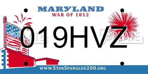 019HVZ Maryland License Plate