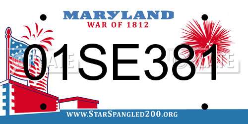 01SE381 Maryland License Plate