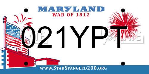 021YPT Maryland License Plate