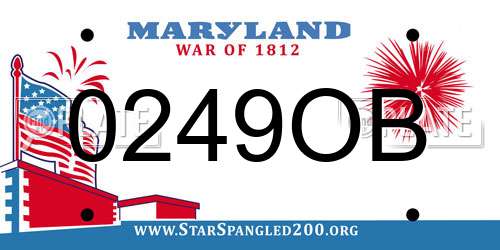 0249OB Maryland License Plate
