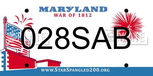 028SAB Maryland License Plate