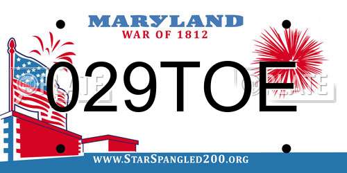 029TOE Maryland License Plate