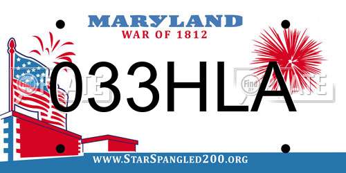 033HLA Maryland License Plate