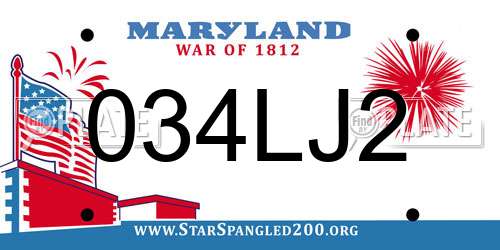 034LJ2 Maryland License Plate